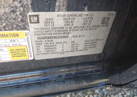 2016 Buick Enclave Convenience from USA, damaged, VIN 5GAKRAKD4GJ234460